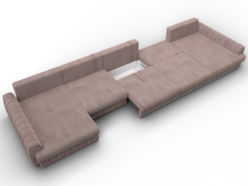 Диван П-образный Лига-057 НПБ МегаЛонг, Велюр, TOWER 05 бежевый