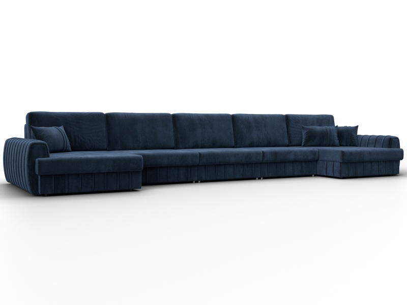 Диван П-образный Лига-057 НПБ МегаЛонг, Велюр, TOWER 13 синий