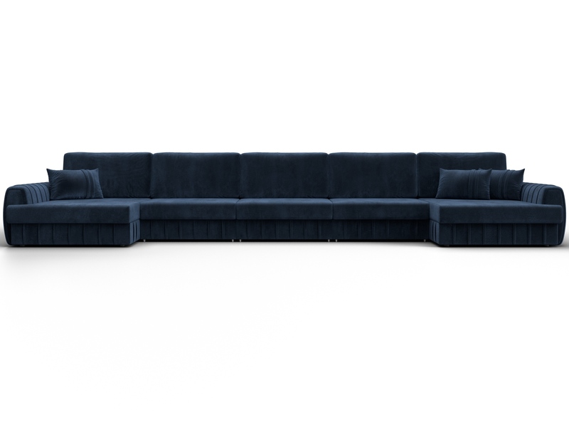 Диван П-образный Лига-057 НПБ МегаЛонг, Велюр, TOWER 13 синий