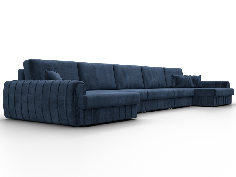 Диван П-образный Лига-057 НПБ МегаЛонг, Велюр, TOWER 13 синий