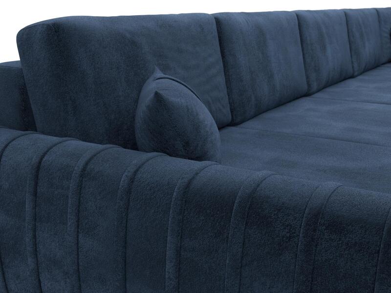 Диван П-образный Лига-057 НПБ МегаЛонг, Велюр, TOWER 13 синий