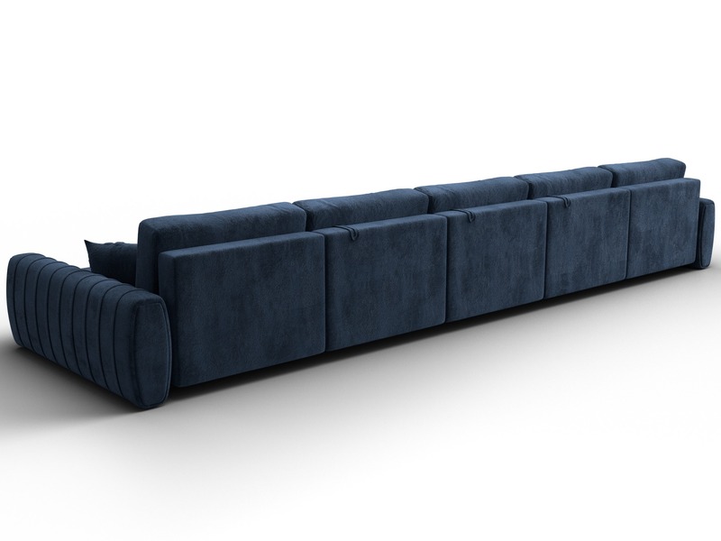 Диван П-образный Лига-057 НПБ МегаЛонг, Велюр, TOWER 13 синий