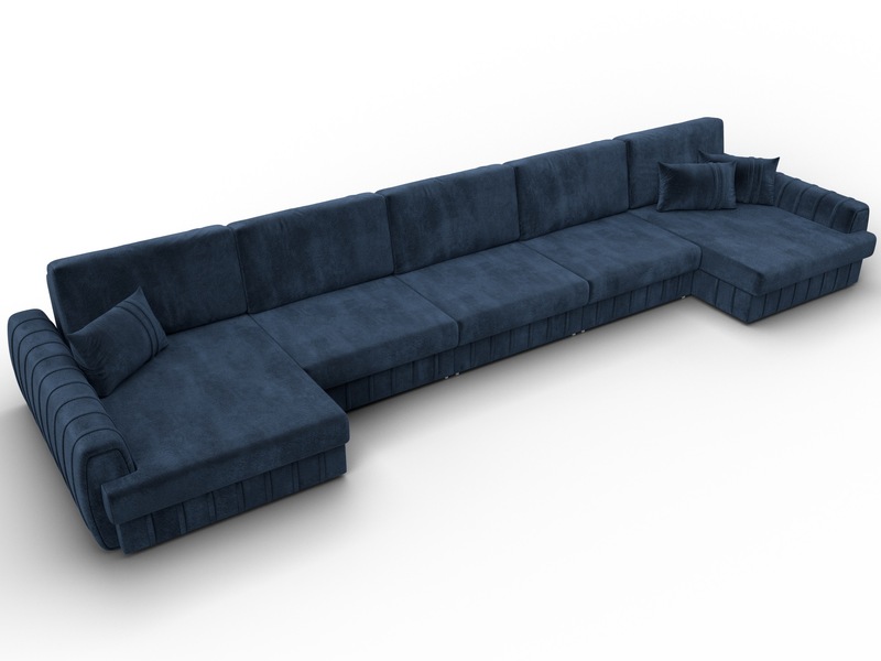 Диван П-образный Лига-057 НПБ МегаЛонг, Велюр, TOWER 13 синий