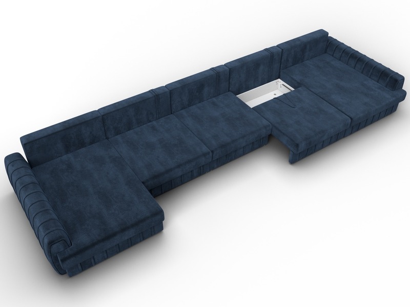 Диван П-образный Лига-057 НПБ МегаЛонг, Велюр, TOWER 13 синий