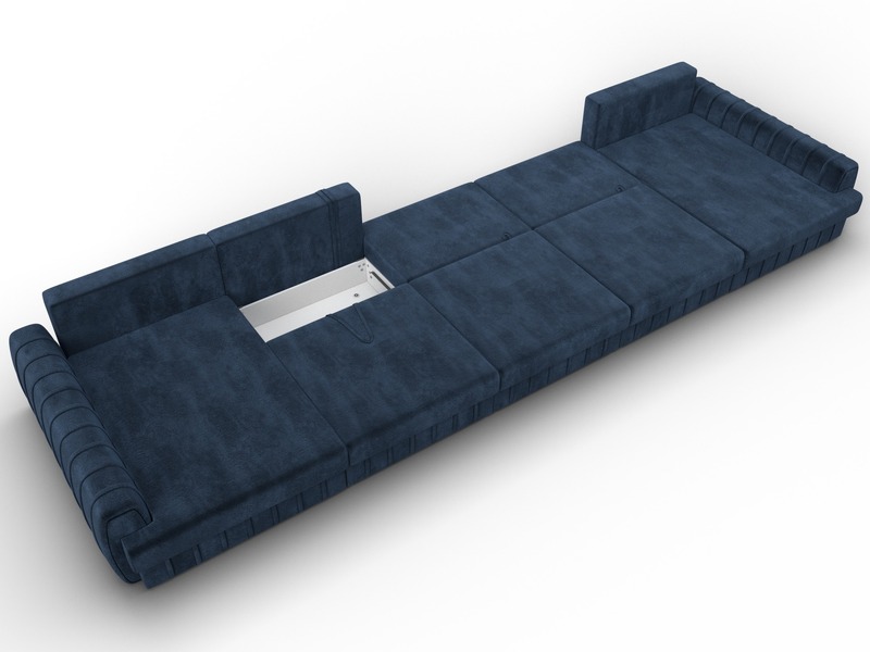 Диван П-образный Лига-057 НПБ МегаЛонг, Велюр, TOWER 13 синий