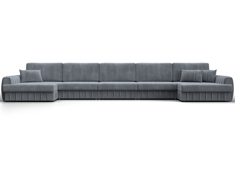 Диван П-образный Лига-057 НПБ МегаЛонг, Велюр, TOWER 10 серый