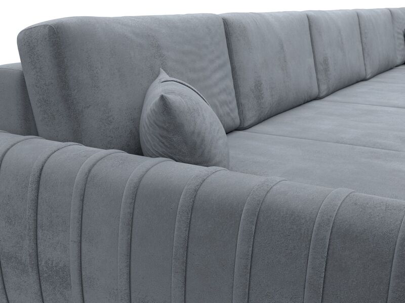 Диван П-образный Лига-057 НПБ МегаЛонг, Велюр, TOWER 10 серый