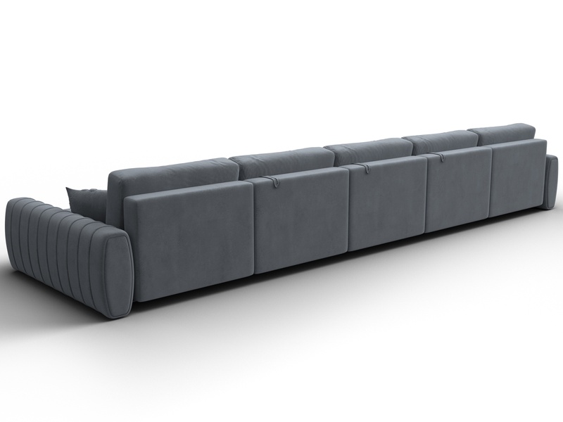 Диван П-образный Лига-057 НПБ МегаЛонг, Велюр, TOWER 10 серый