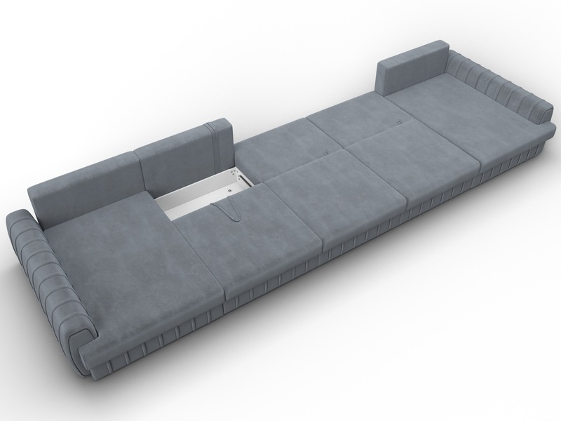 Диван П-образный Лига-057 НПБ МегаЛонг, Велюр, TOWER 10 серый