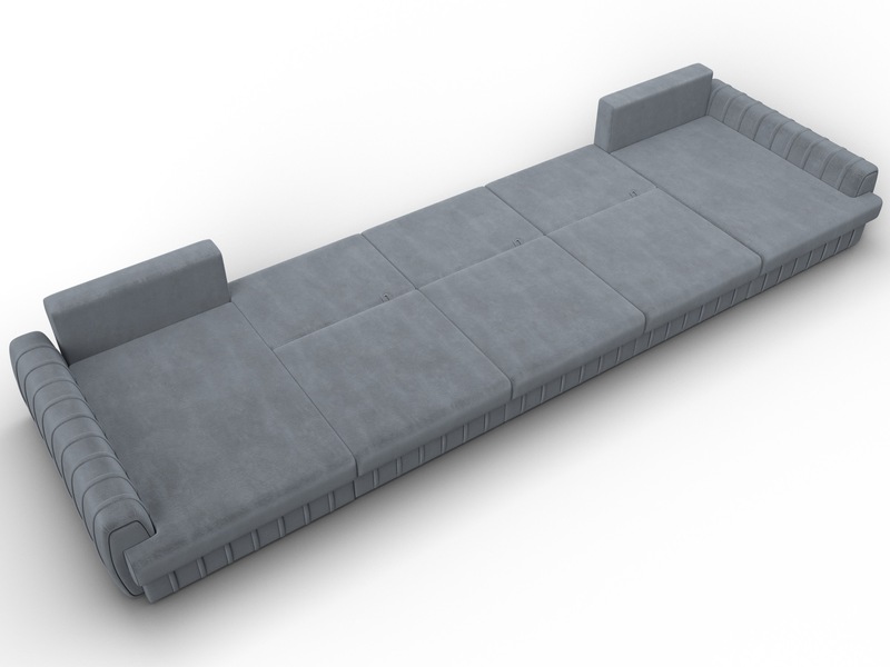 Диван П-образный Лига-057 НПБ МегаЛонг, Велюр, TOWER 10 серый