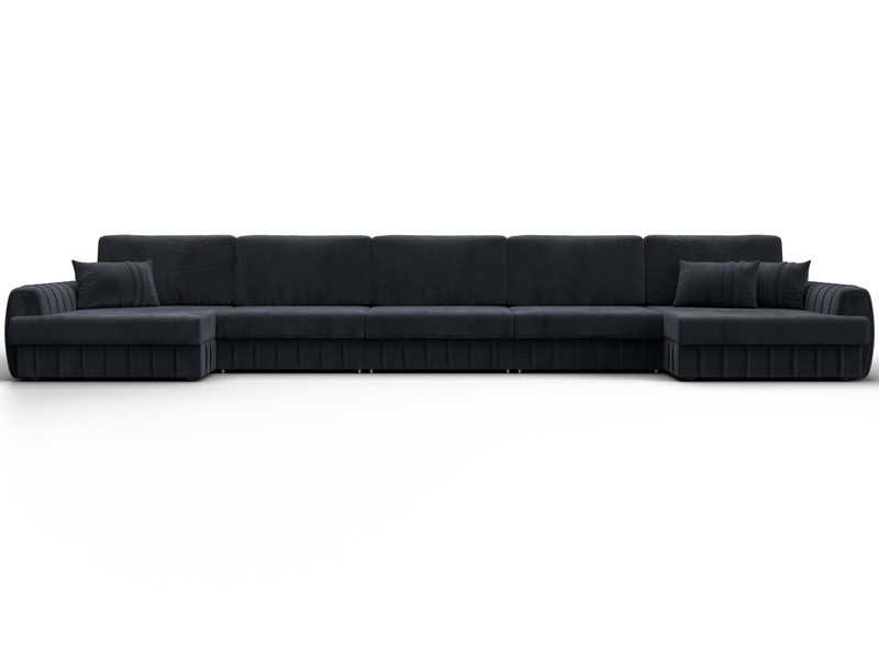 Диван П-образный Лига-057 НПБ МегаЛонг, Велюр, TOWER 11 темно-серый