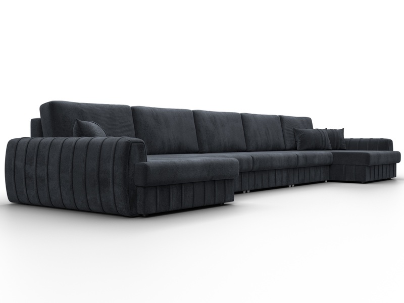 Диван П-образный Лига-057 НПБ МегаЛонг, Велюр, TOWER 11 темно-серый