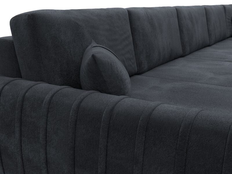 Диван П-образный Лига-057 НПБ МегаЛонг, Велюр, TOWER 11 темно-серый