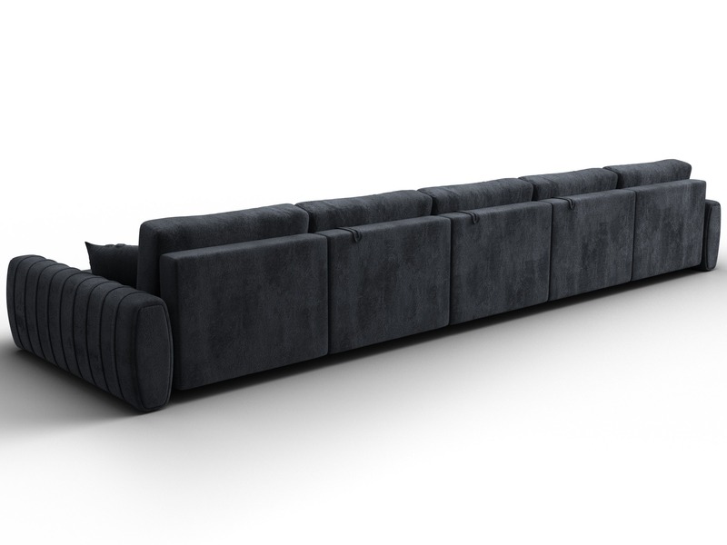 Диван П-образный Лига-057 НПБ МегаЛонг, Велюр, TOWER 11 темно-серый