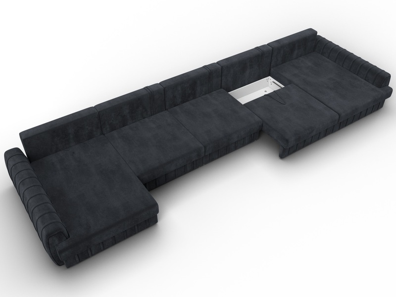 Диван П-образный Лига-057 НПБ МегаЛонг, Велюр, TOWER 11 темно-серый