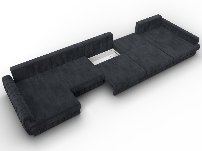 Диван П-образный Лига-057 НПБ МегаЛонг, Велюр, TOWER 11 темно-серый
