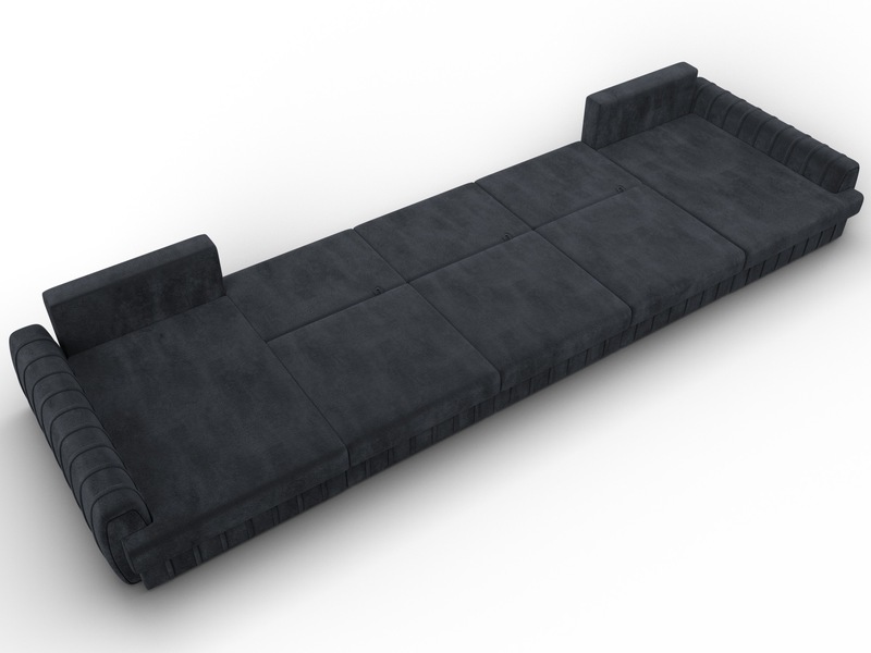 Диван П-образный Лига-057 НПБ МегаЛонг, Велюр, TOWER 11 темно-серый