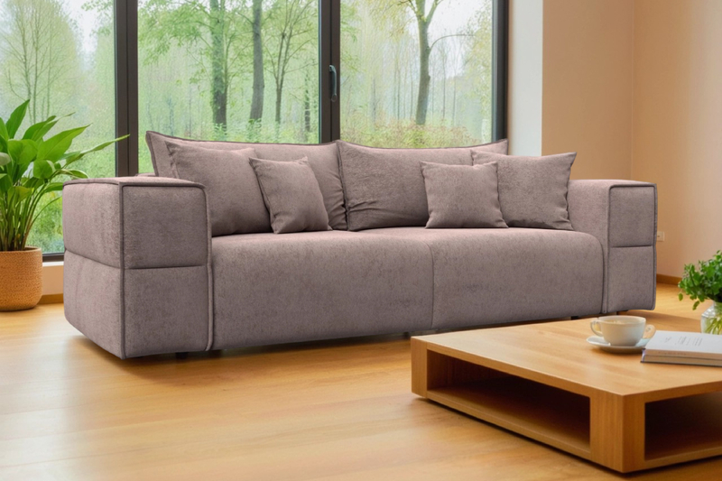 Диван прямой Лига-058 НПБ, Велюр, TOWER 05 бежевый