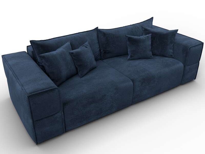 Диван прямой Лига-058 НПБ, Велюр, TOWER 13 синий