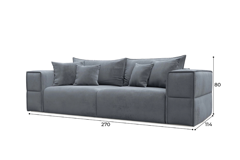 Диван прямой Лига-058 НПБ, Велюр, TOWER 10 серый