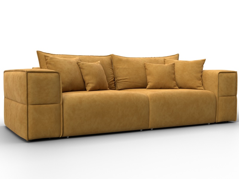 Диван прямой Лига-058 НПБ, Велюр, BRUT 10 желтый