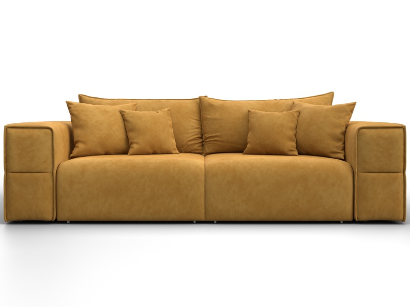 Диван прямой Лига-058 НПБ, Велюр, BRUT 10 желтый