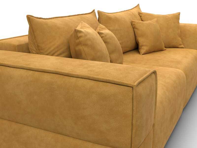 Диван прямой Лига-058 НПБ, Велюр, BRUT 10 желтый