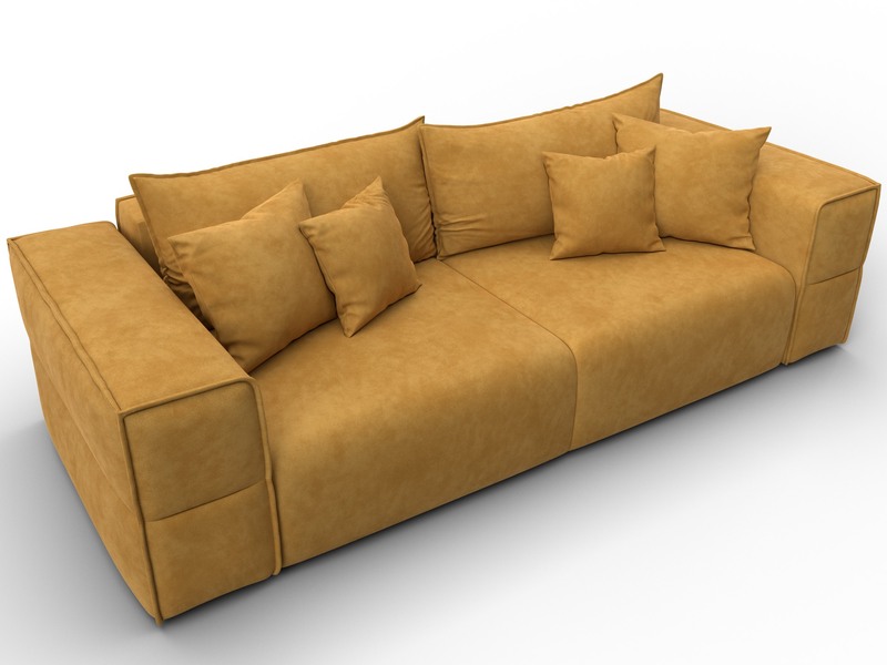 Диван прямой Лига-058 НПБ, Велюр, BRUT 10 желтый