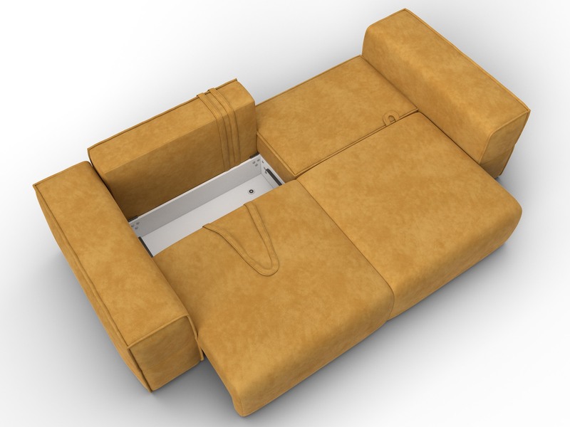 Диван прямой Лига-058 НПБ, Велюр, BRUT 10 желтый