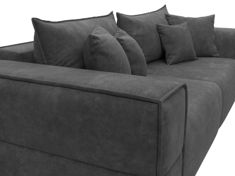 Диван прямой Лига-058 НПБ, Велюр, BRUT 16 темно-серый