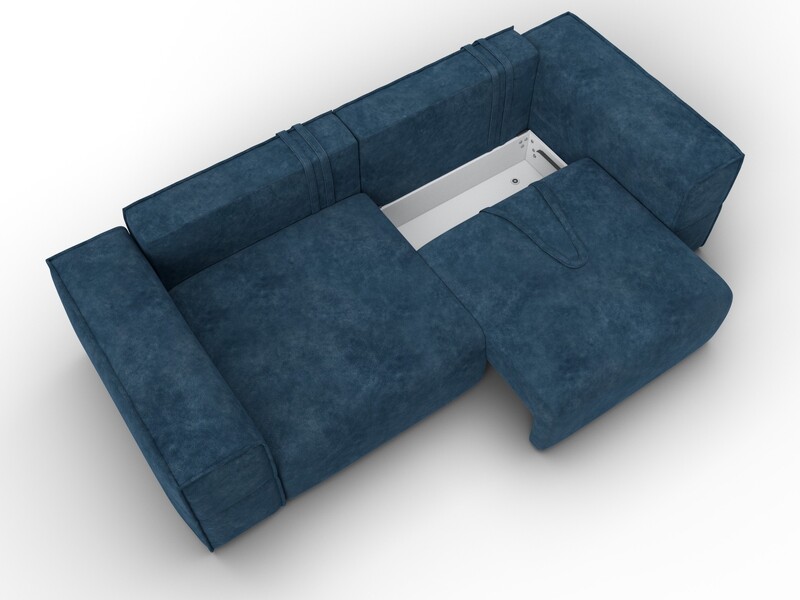 Диван прямой Лига-058 НПБ, Велюр, BRUT 11 синий