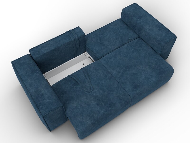 Диван прямой Лига-058 НПБ, Велюр, BRUT 11 синий