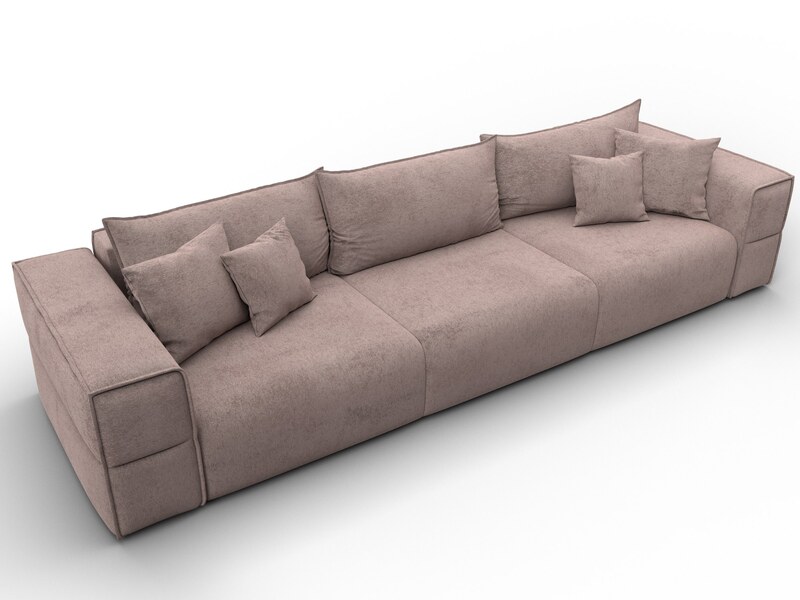 Диван прямой Лига-058 НПБ Лонг, Велюр, TOWER 05 бежевый