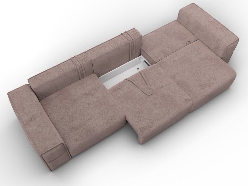 Диван прямой Лига-058 НПБ Лонг, Велюр, TOWER 05 бежевый