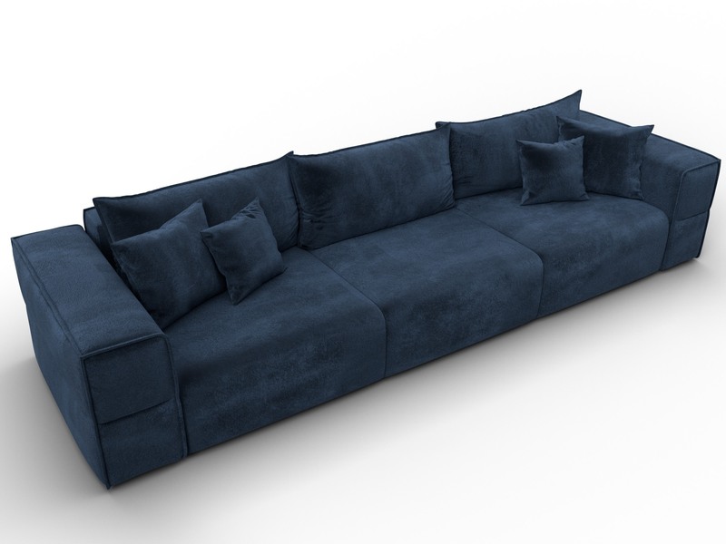 Диван прямой Лига-058 НПБ Лонг, Велюр, TOWER 13 синий