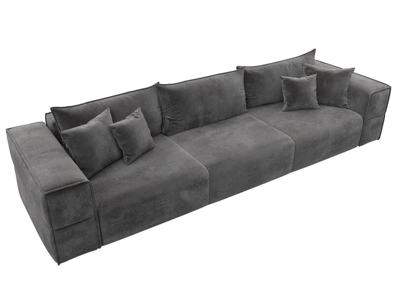 Диван прямой Лига-058 НПБ Лонг, Велюр, TOWER 10 серый