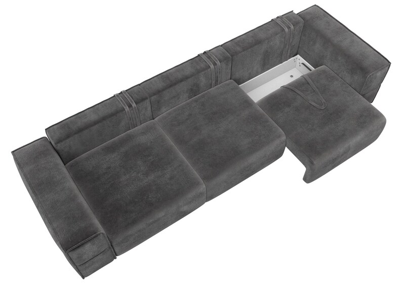 Диван прямой Лига-058 НПБ Лонг, Велюр, TOWER 10 серый