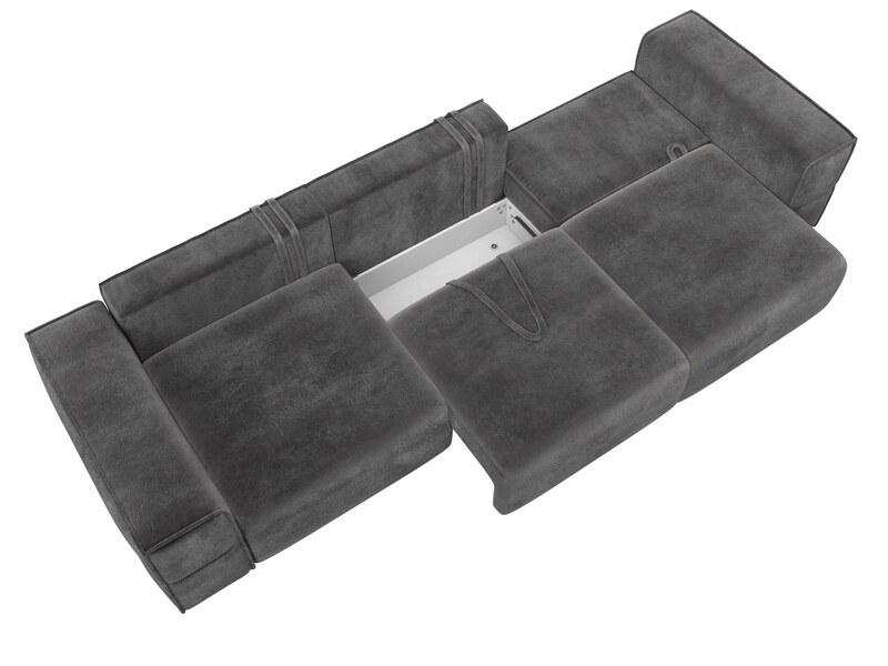 Диван прямой Лига-058 НПБ Лонг, Велюр, TOWER 10 серый