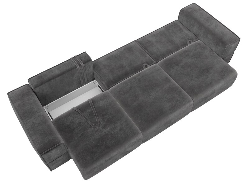 Диван прямой Лига-058 НПБ Лонг, Велюр, TOWER 10 серый