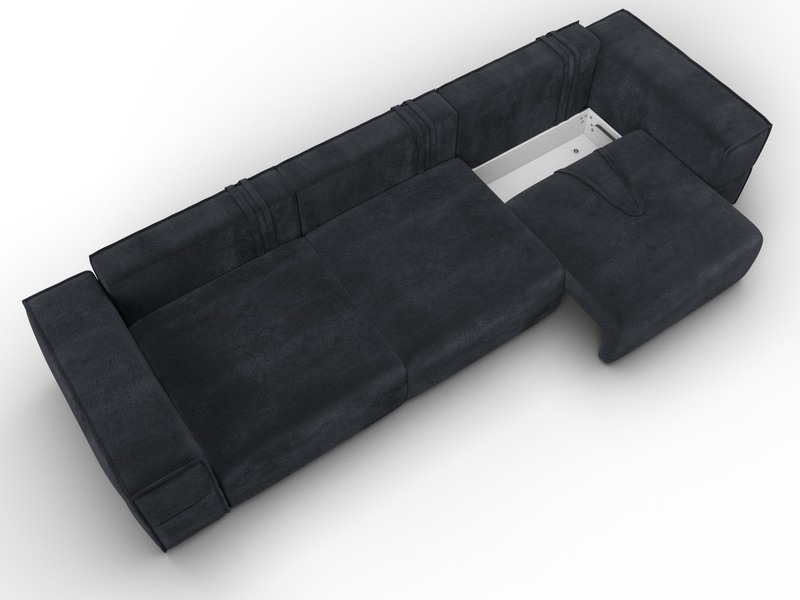 Диван прямой Лига-058 НПБ Лонг, Велюр, TOWER 11 темно-серый