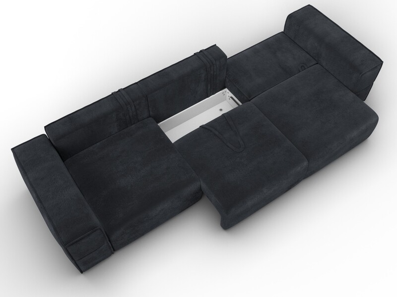 Диван прямой Лига-058 НПБ Лонг, Велюр, TOWER 11 темно-серый