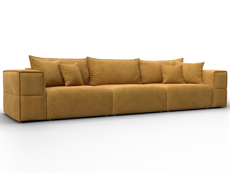 Диван прямой Лига-058 НПБ Лонг, Велюр, BRUT 10 желтый