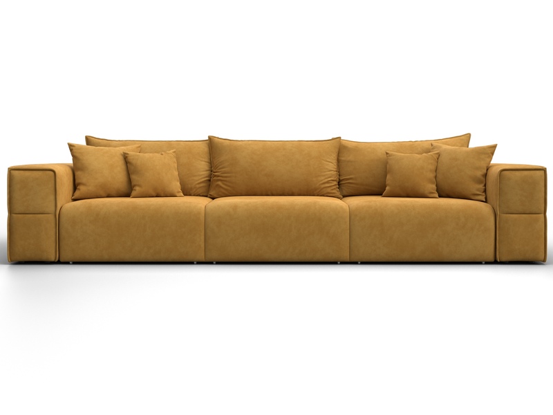 Диван прямой Лига-058 НПБ Лонг, Велюр, BRUT 10 желтый