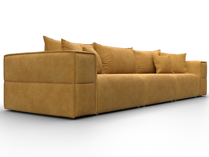 Диван прямой Лига-058 НПБ Лонг, Велюр, BRUT 10 желтый