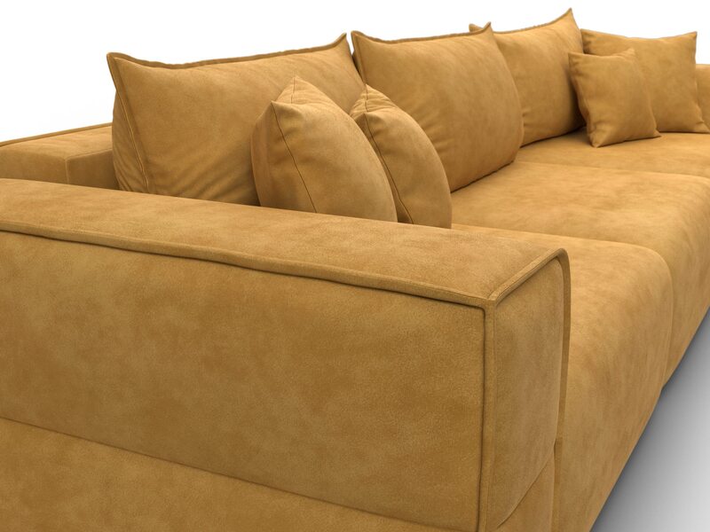 Диван прямой Лига-058 НПБ Лонг, Велюр, BRUT 10 желтый