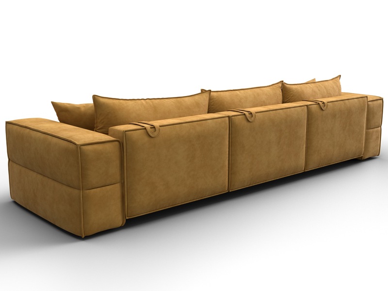 Диван прямой Лига-058 НПБ Лонг, Велюр, BRUT 10 желтый