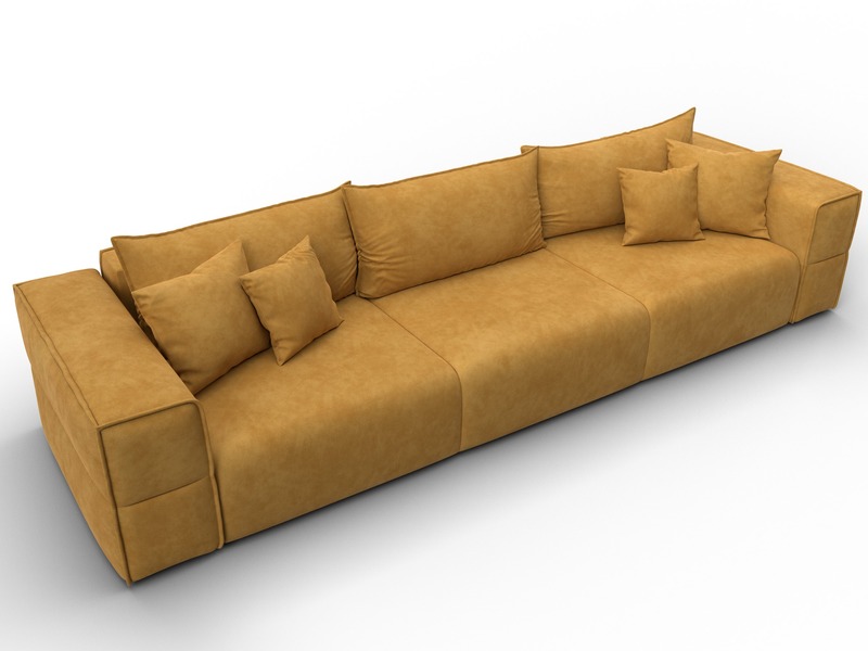 Диван прямой Лига-058 НПБ Лонг, Велюр, BRUT 10 желтый