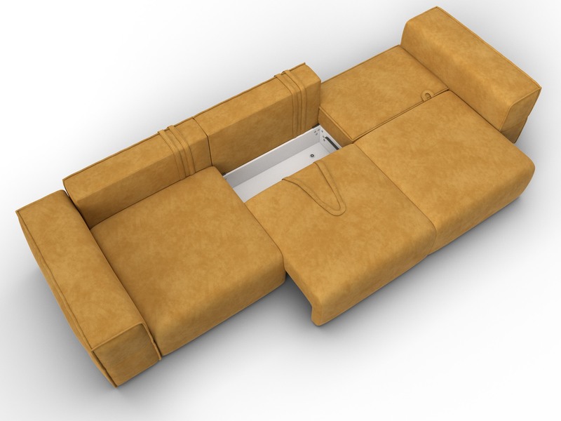 Диван прямой Лига-058 НПБ Лонг, Велюр, BRUT 10 желтый