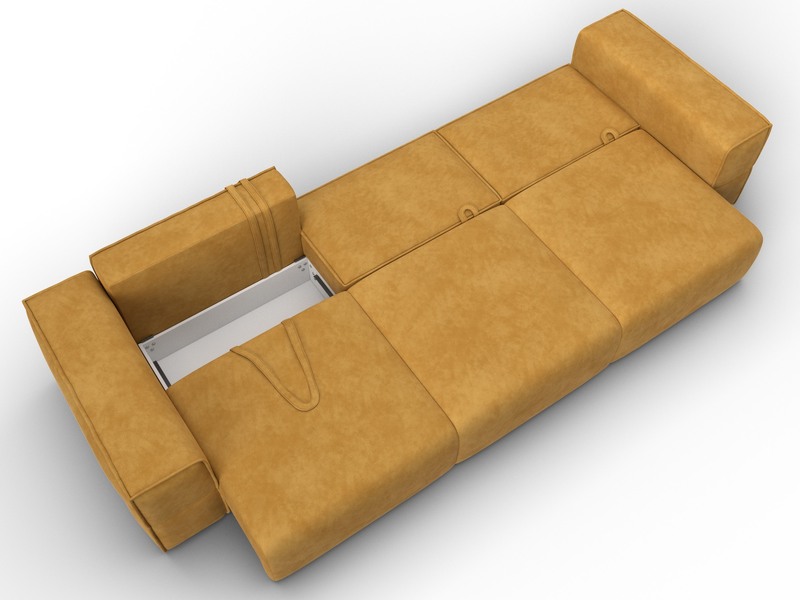 Диван прямой Лига-058 НПБ Лонг, Велюр, BRUT 10 желтый