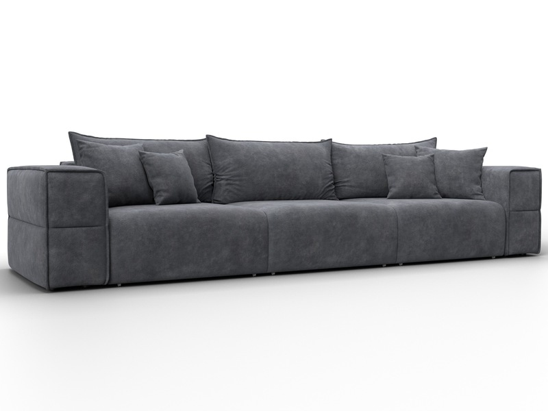 Диван прямой Лига-058 НПБ Лонг, Велюр, BRUT 16 темно-серый